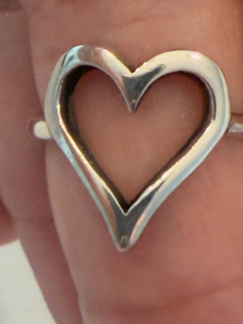 Sterling Silver Open Heart Ring S925 Simple Stacking Band Minimalist Jewelry